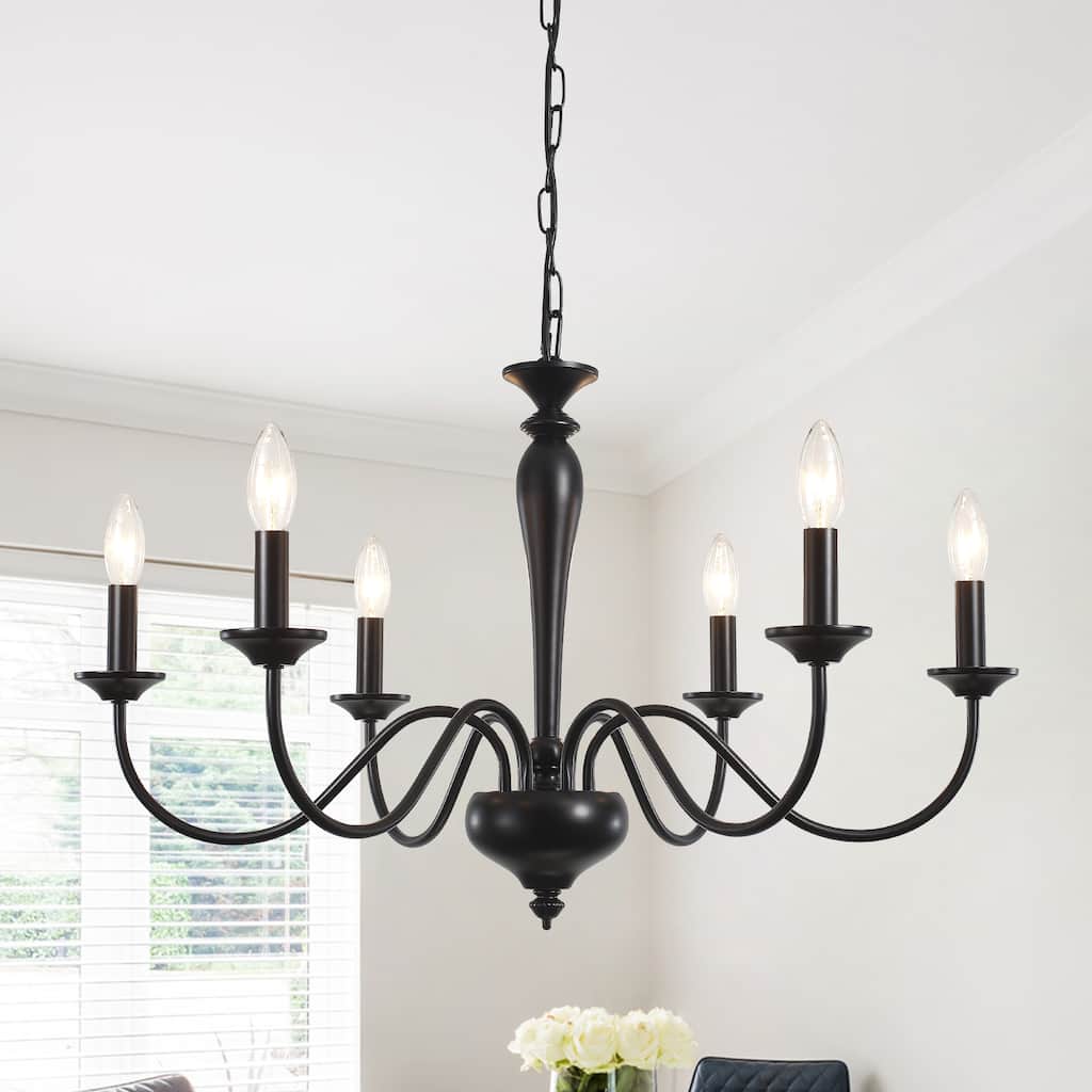 Vintage Farmhouse 6-Light Metal Candle Chandelier for Dining Room-W27.95"x H16.14"