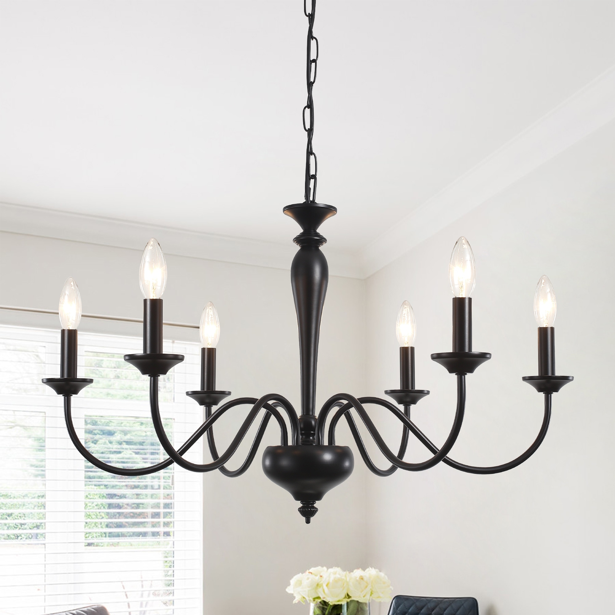 Zjvaive 6-Light Classic Farmhouse Metal Candle Chandelier for Dining Room Hallway Foyer