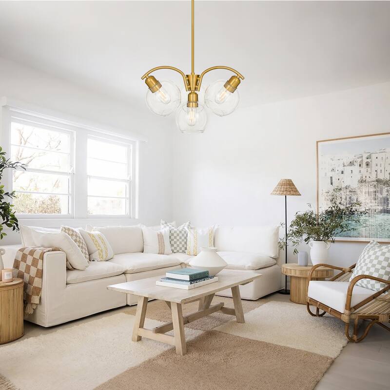 LamQee Sputnik Metal Chandelier with Clear Glass Globe Shades