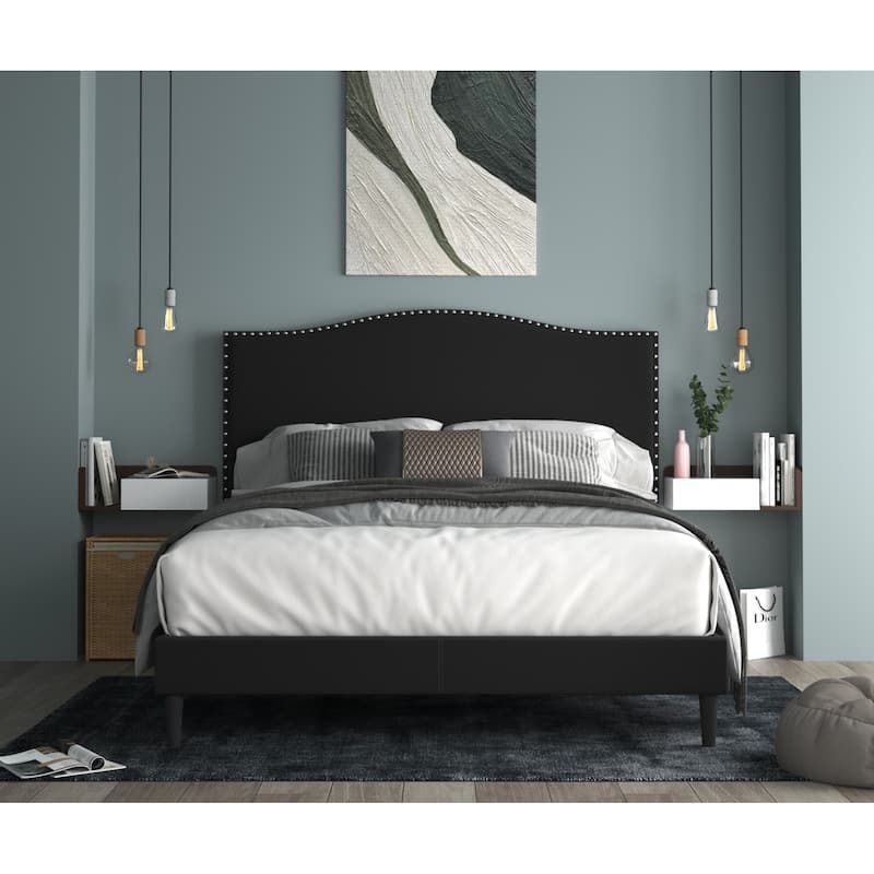 Manuel Upholstered Platform Bed - Black - Queen