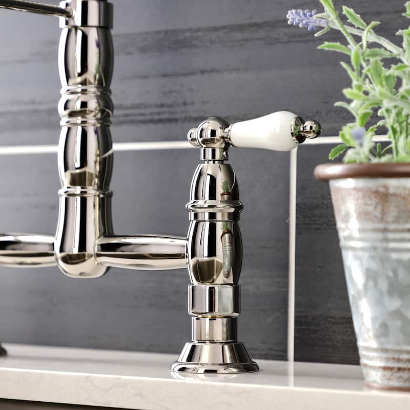 Kingston Brass Heritage Two-Handle Deck-Mount Pull-Down Sprayer Kitchen Faucet