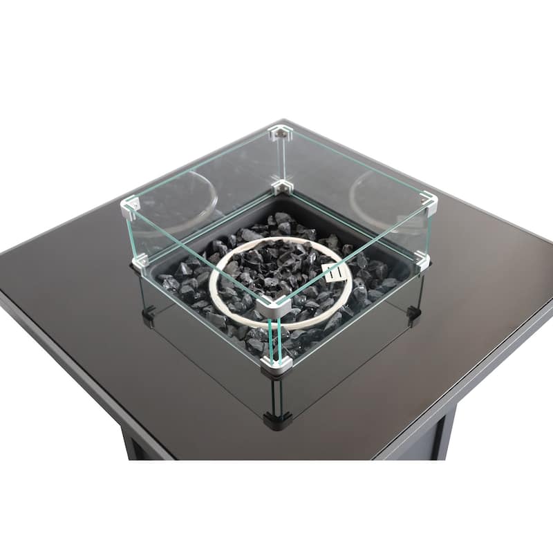LSI 25'' H x 30'' W Steel Outdoor Fire Pit Table with Lid