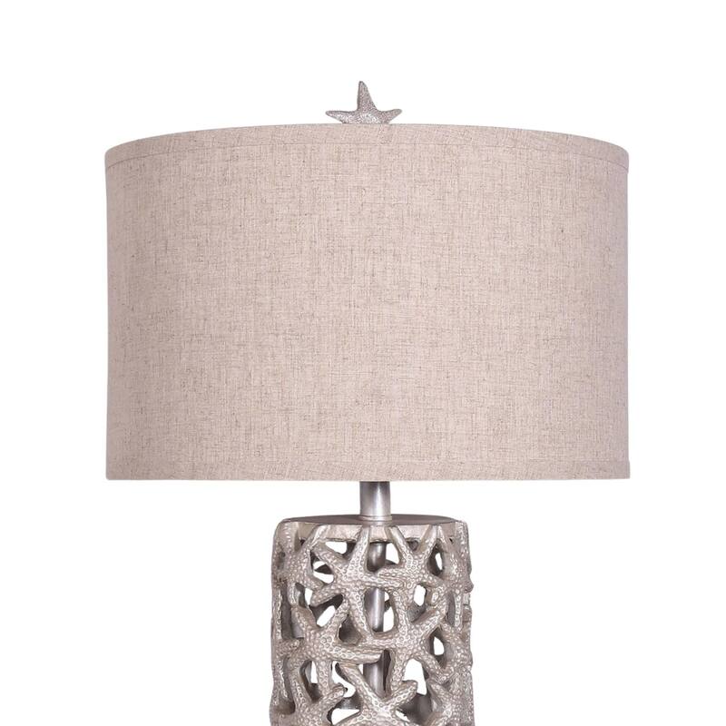 Lux Lighting 30" Elegant Starfish Silver/Gold Table Lamps with Linen Shade (Set of 2) 3-Way Switch