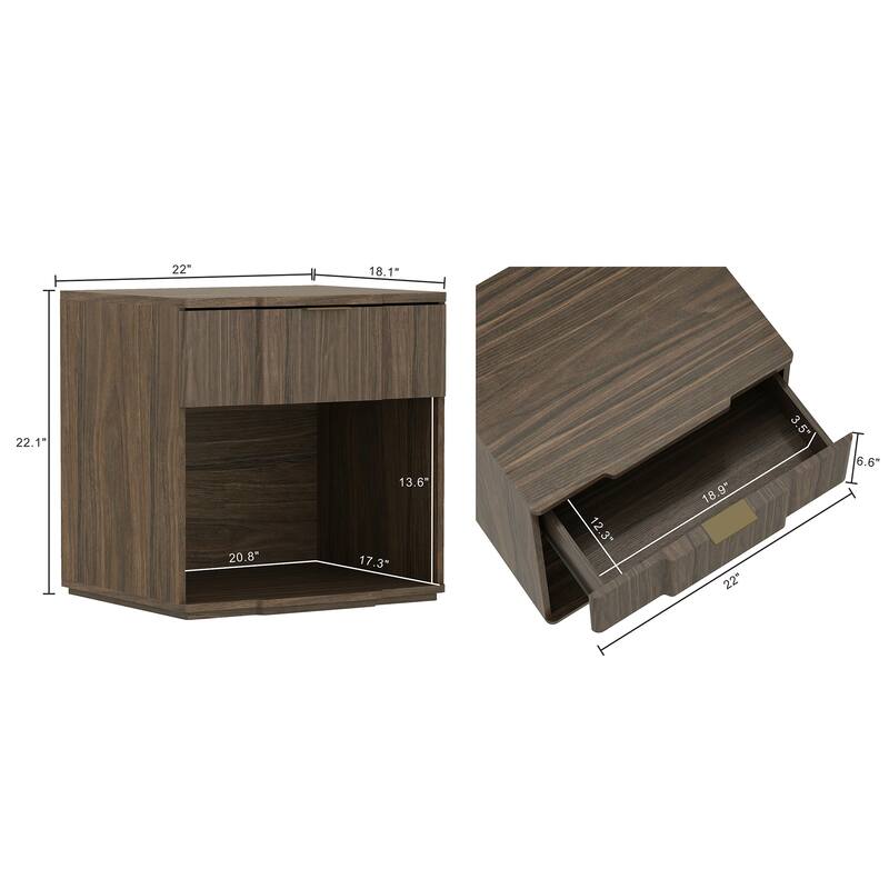 Manhattan Comfort Clive 22 Inch 1 Drawer Nightstand