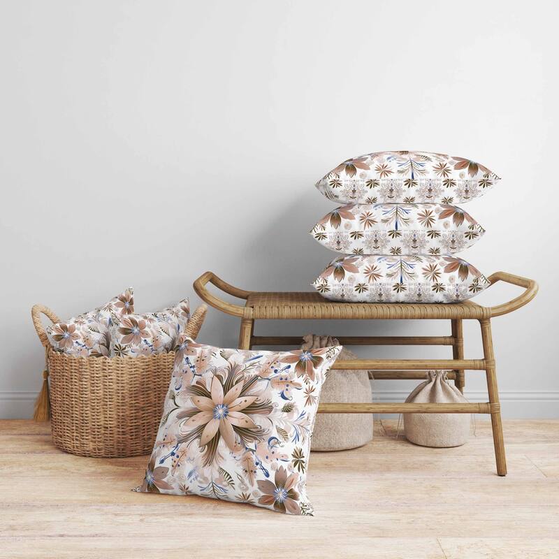 Snowy Crest Faux Suede Reversible Throw Pillow White and Brown