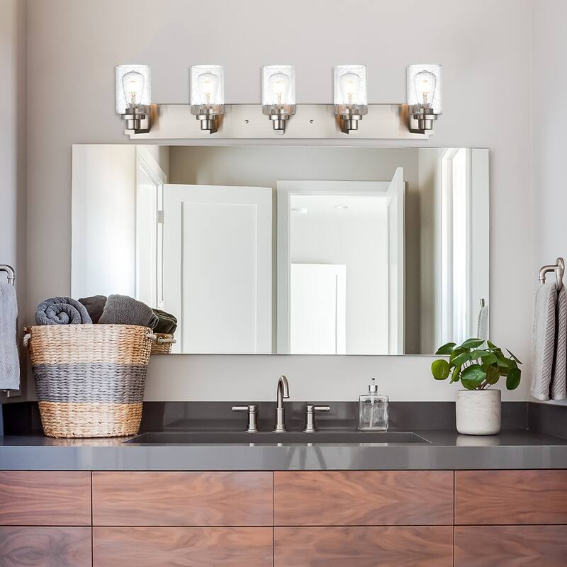 Modern Vanity Light with Seeded Glass Shade