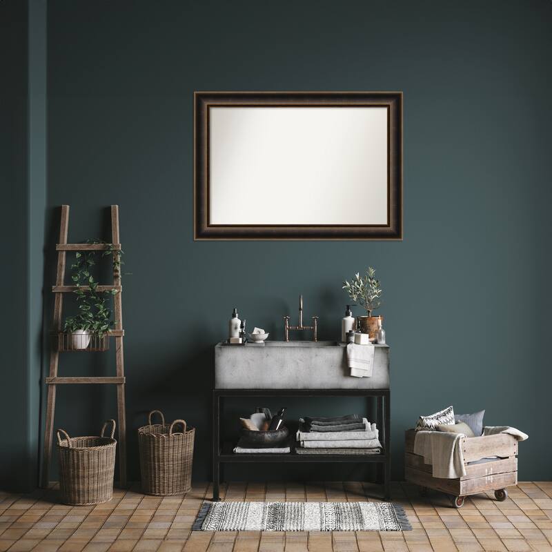 Villa Oil Rubbed Bronze Non-Beveled Wood Framed Bathroom Vanity Wall Mirror - Villa Oil Rubbed Bronze