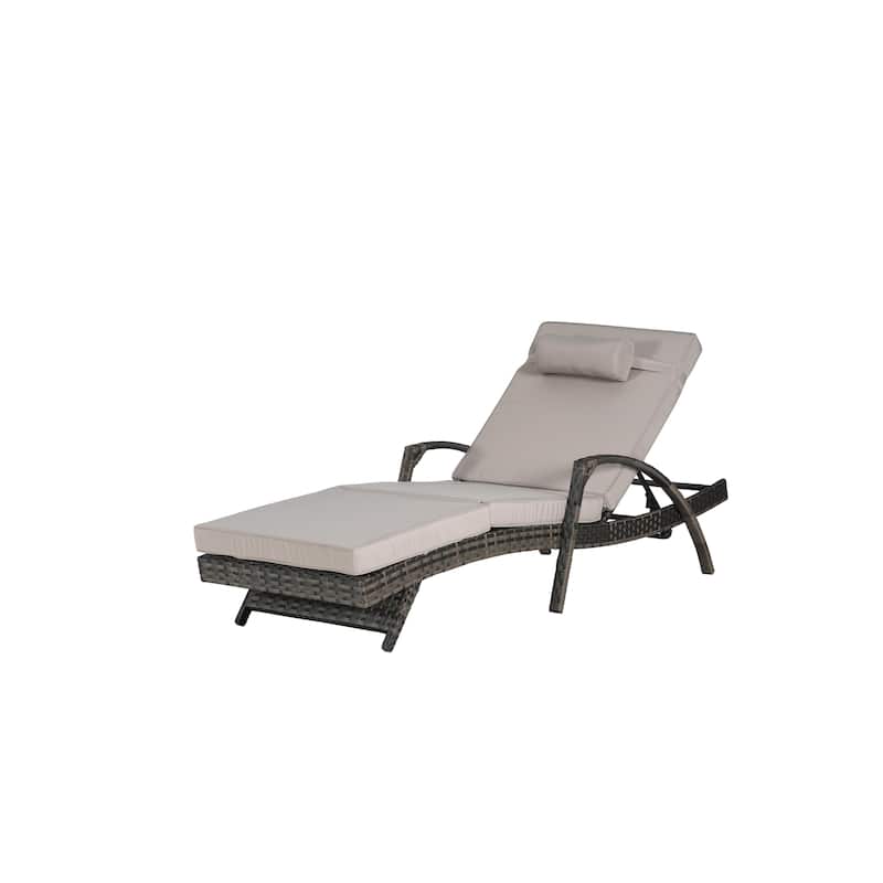 Wicker Curved Lounge Chair Set of 2, Outdoor Reclining Chairs with Cushions & 5 Adjustable Reclining Angles