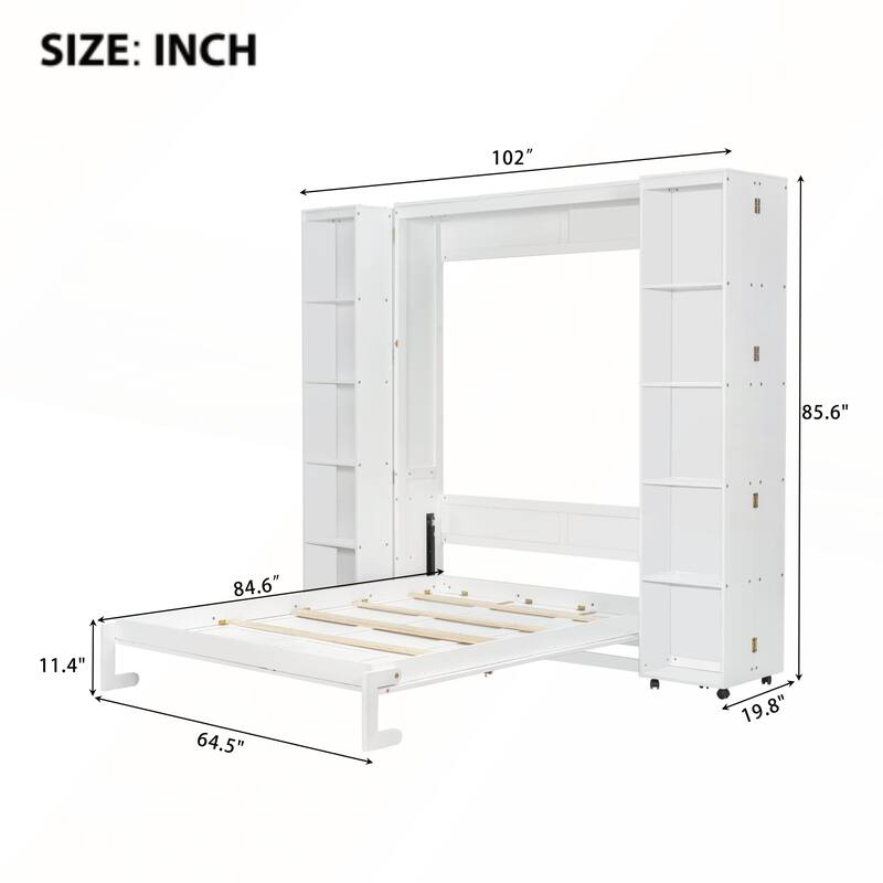 Queen Murphy Bed Wall Bed with Storage Doors