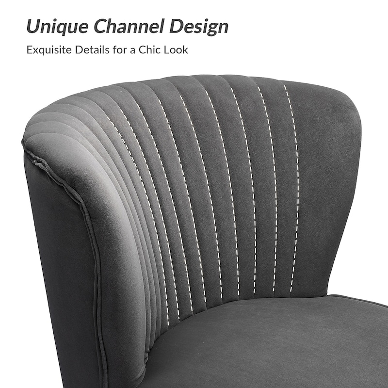 Monica 22''W Upholstered Modern Tufted Accent Side Chair with Gold Legs by HULALA HOME