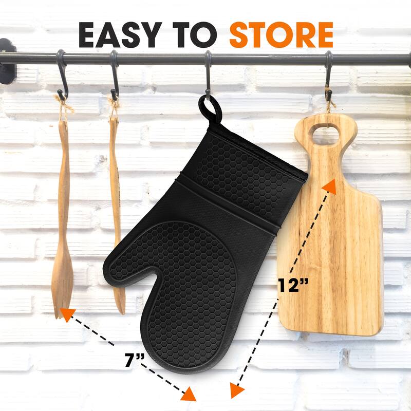 Cheer Collection Silicone Oven Mitts with Soft Cotton Lining (Set of 2)