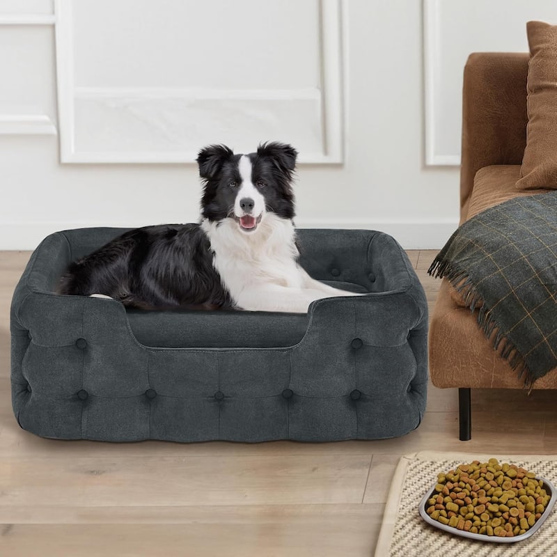 MCombo Dog Sofa Bed with Washable Cushion Cover for Small Medium Dogs, Fabric 0553 - 33.6" x 21.7"