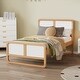 preview thumbnail 1 of 5, Modern Style Twin Size Solid Wood Platform Bed for Kids, Teens, Adults, No Need Box Spring, Walnut and White White+Walnut