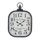 preview thumbnail 13 of 18, Black Metal Distressed Pocket Watch Style Decorative Wall Clock with Ring Finial