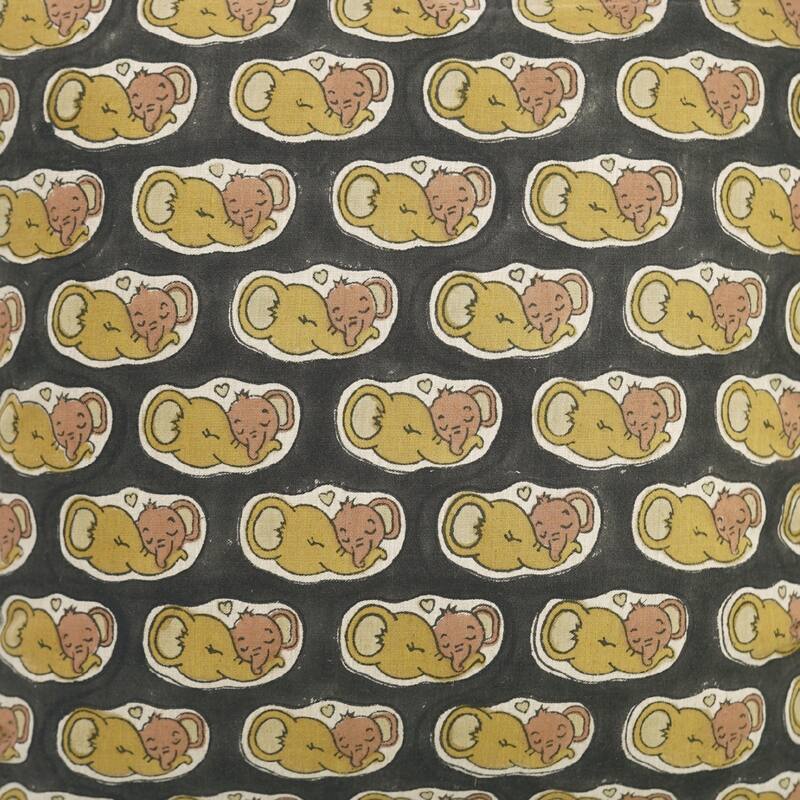 Fabdivine Handmade Block Print Elephant Kids Room Décor Pillow Cover
