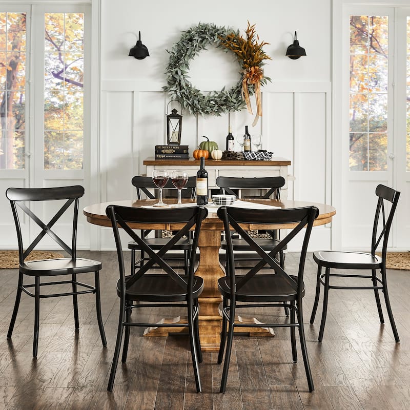 Eleanor Dining Set with Metal X-Cross Back Chairs by iNSPIRE Q Classic