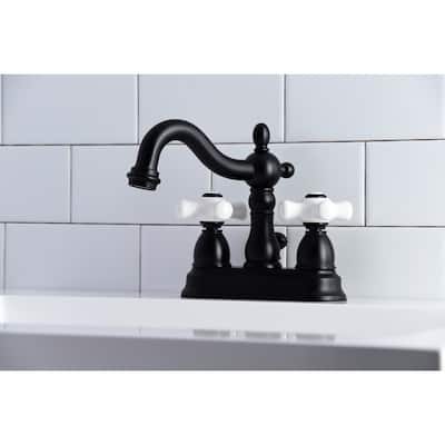 Kingston Brass Heritage Two-Handle 3-Hole Deck Mount 4 in. Centerset Bathroom Faucet