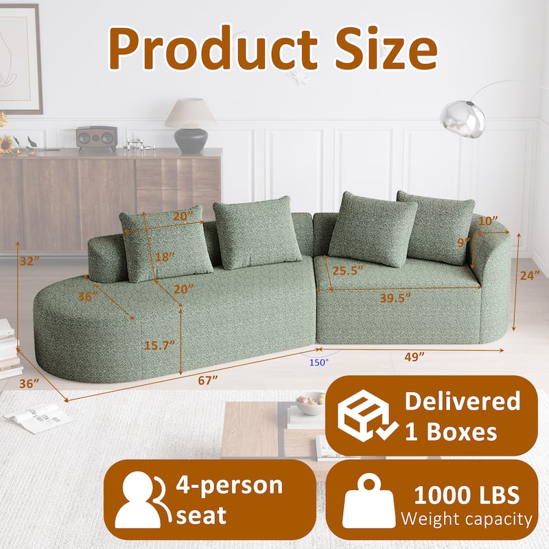 GDFStudio - Blackwood Chenille 4-Seater Oversized Sectional Sofa with Pillows