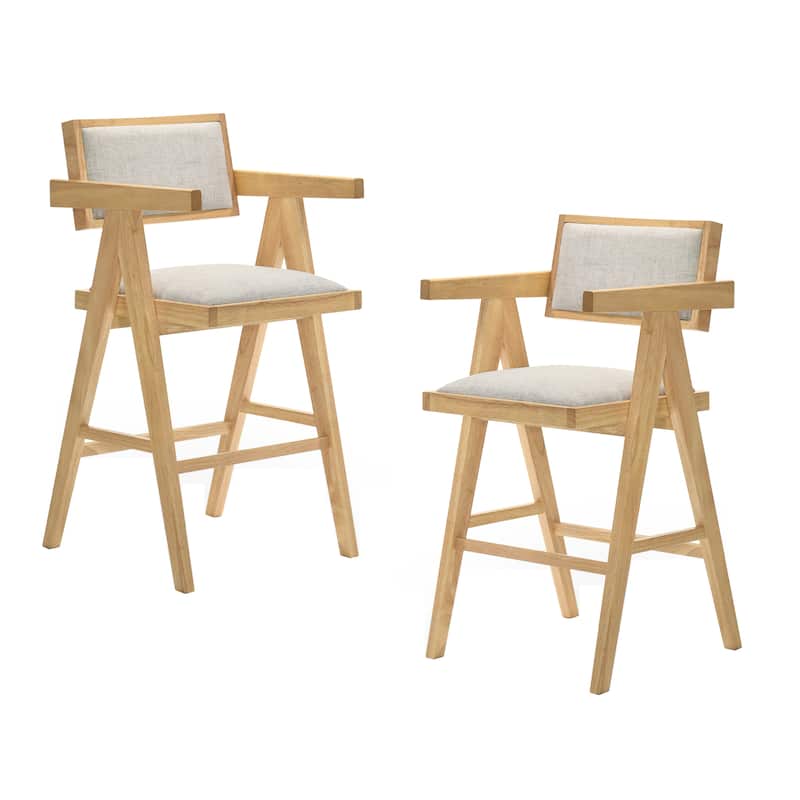 Modrest Fern Modern Natural and Beige Bar Stool (Set of 2) - Set of 2