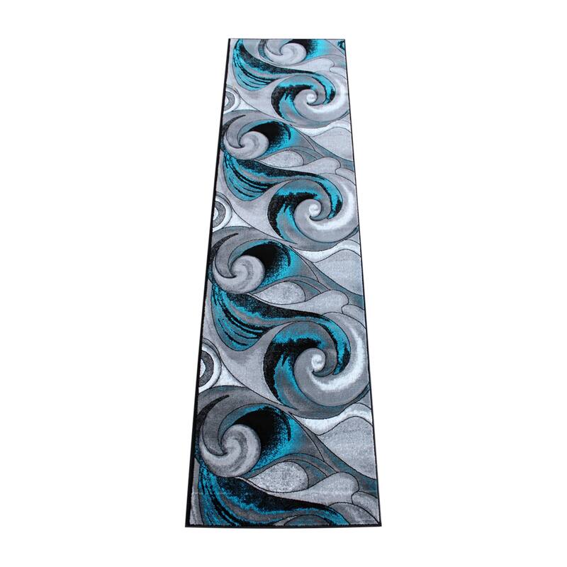 Modern Ocean Wave Design Olefin Indoor Area Rug