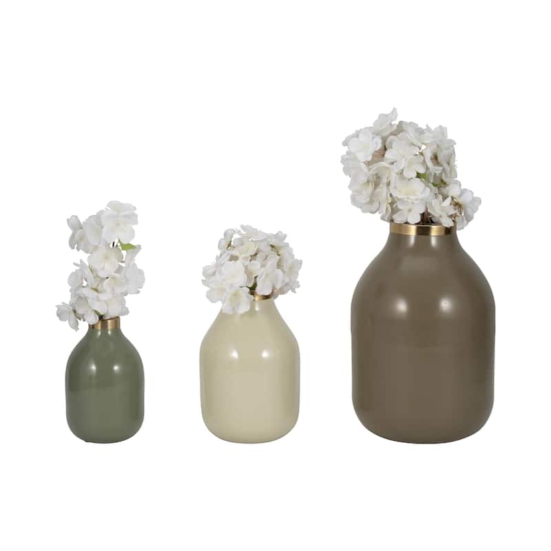 Metal Bottle Vases Set of 3 - Red/Orange, 7/9/12 in.