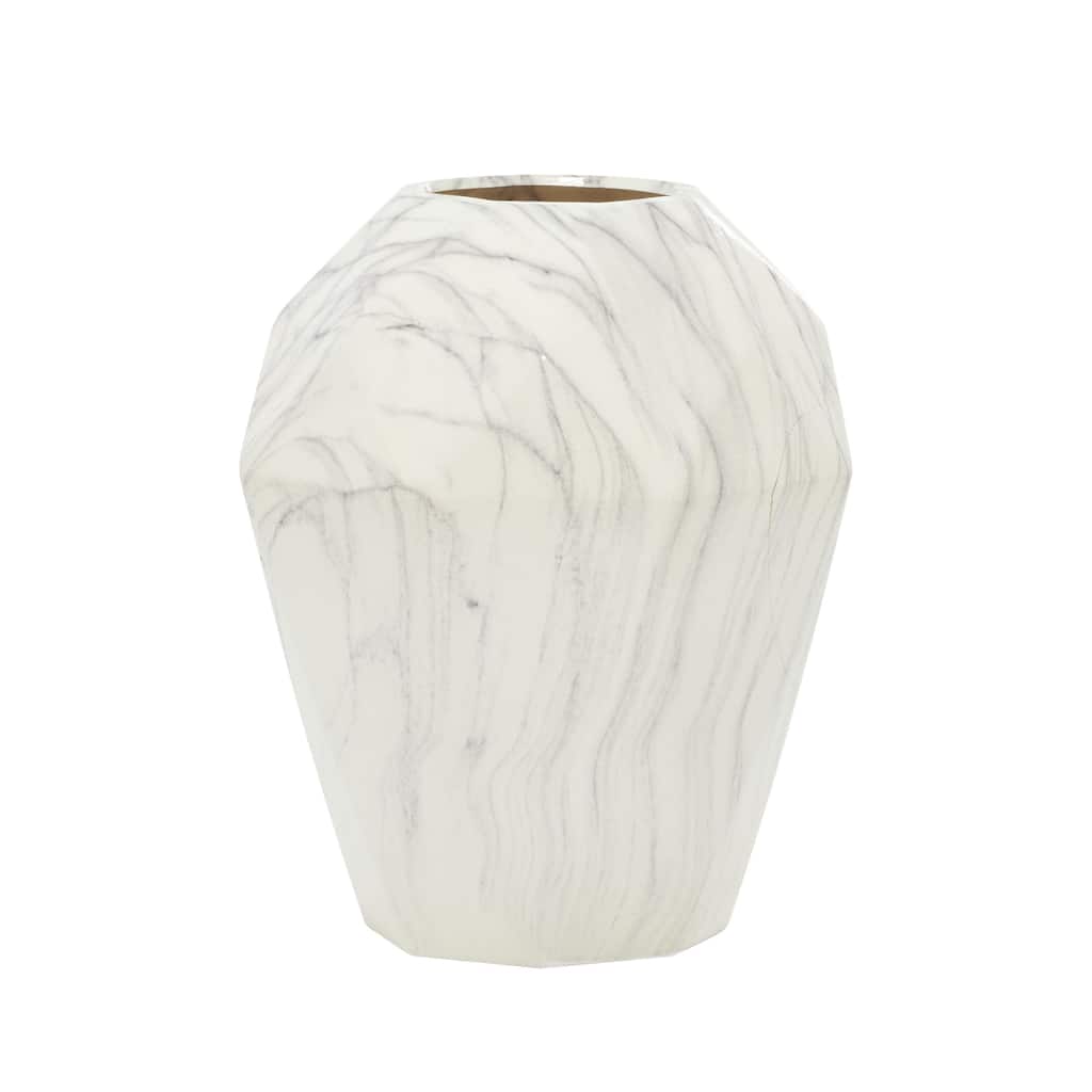 Ceramic Faux Marble Decorative Vase - White - Roche River Decor