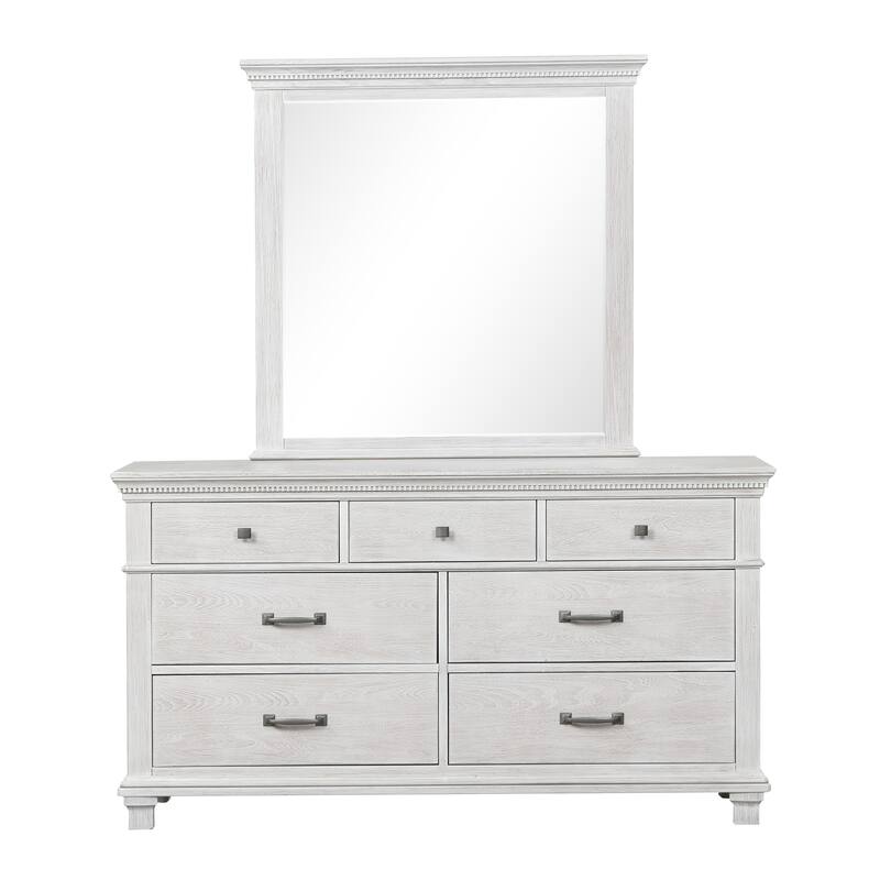 Furniture of America Eleanor Modern Rustic 4-Piece Weathered Grey Wood Panel Bedroom Set with Dentil Molding