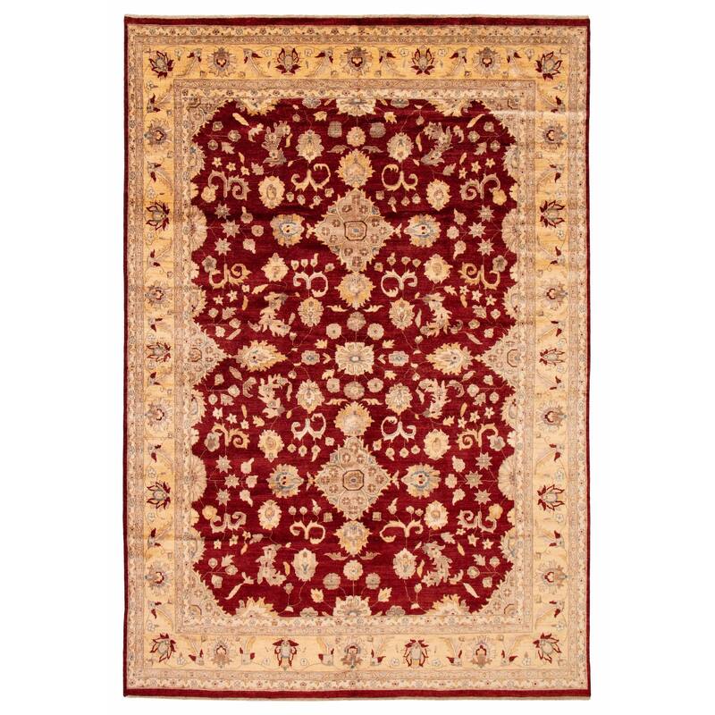 ECARPETGALLERY Hand-knotted Chobi Finest Red Wool Rug - 9'6 x 13'11 - Dark Red - 9'6 x 13'11