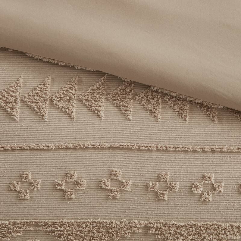 3 PCS Full/Queen Chenille Oversized Comforter Set Tan