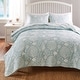preview thumbnail 1 of 9, Greenland Home Coastal Paradise Reversible Matelasse Coverlet Set Marina Seafoam - Oversized King