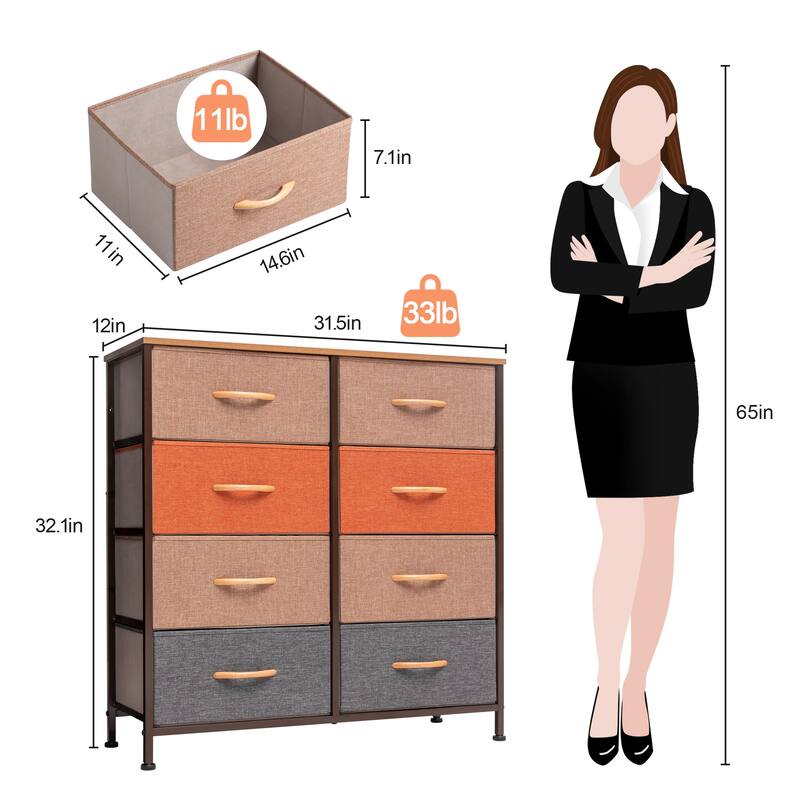 8 Drawers Vertical Dresser Storage Tower Organizer Unit for Bedroom