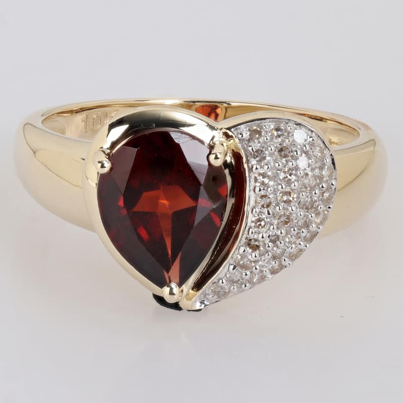 Miadora Gemstone and 1/7ct TDW Diamond Heart Ring in 10k Gold