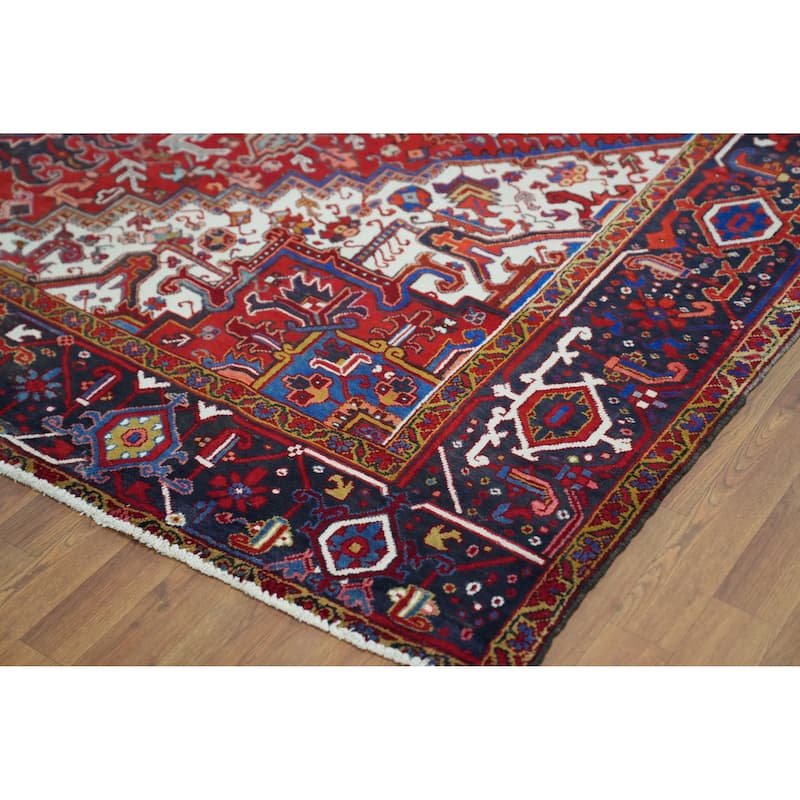 Heriz Serapi Persian Vintage Area Rug Hand-Knotted Wool Carpet - 9'8" x 12'7"