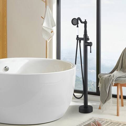 Bathlet High Arc Freestanding Bathtub Faucet Floor Mount Tub Filler