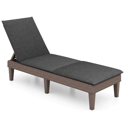 Outdoor Chaise Lounge Chair Rattan Recliner w/ Removable Cushion