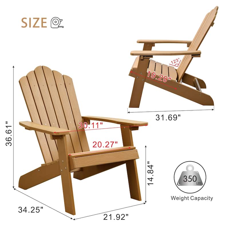 OVIOS Plastic Wood Adirondack Outdoor Patio Chair Set of 2