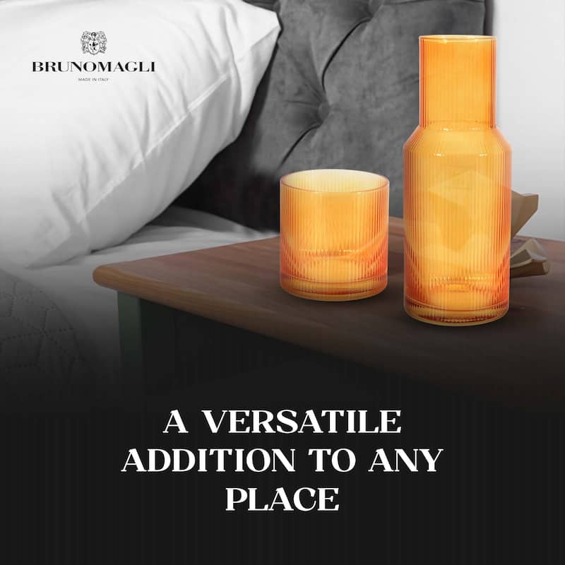 Bruno Magli Ribbed Carafe with Tumbler Lid - 28 oz