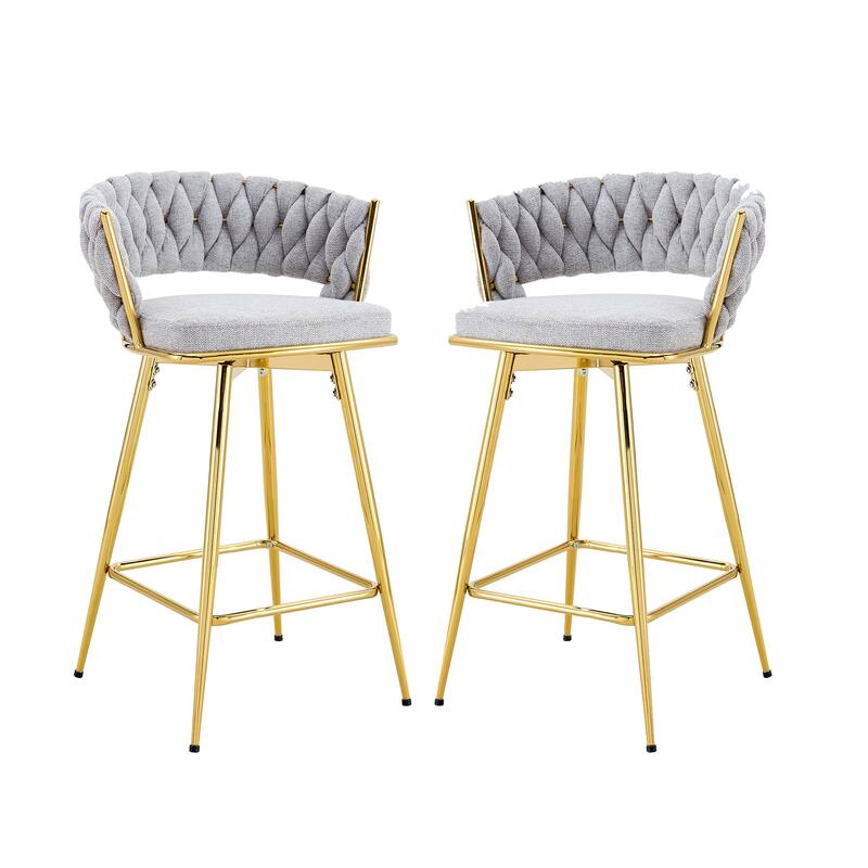 Two Sets Of Swivel Bar Stools - Antique Grey White