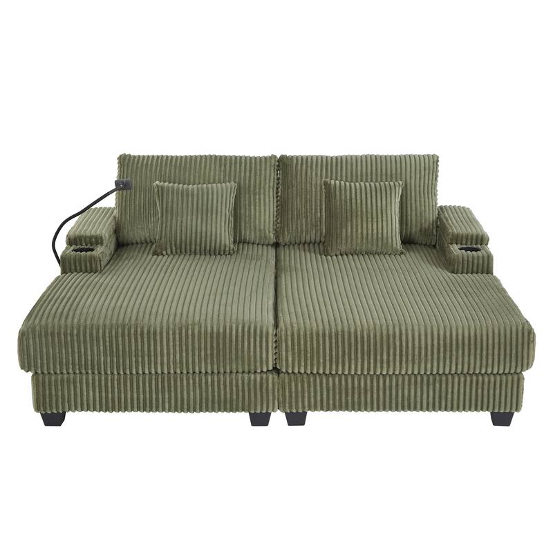 Modern Corduroy Chaise Lounge Sofa by Harper&Bright Designs.