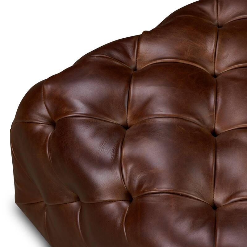 Poly & Bark Turin Leather Ottoman in Cognac Tan