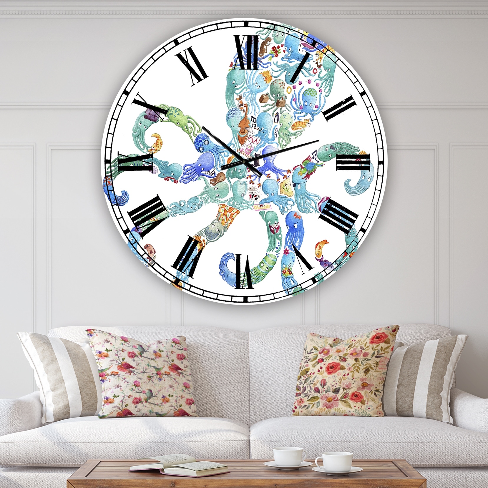 Designart 'Octopus Made Of Octopus' Large Nautical & Coastal Wall Clock