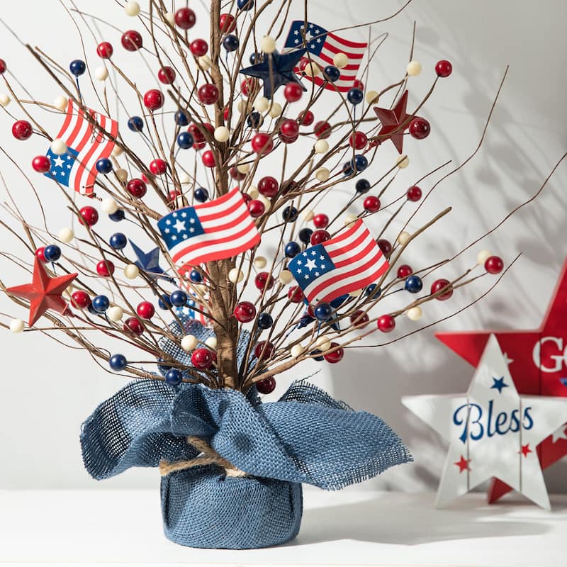 Glitzhome Pinecone Berry Table Tree Fall Harvest Xmas Centerpieces