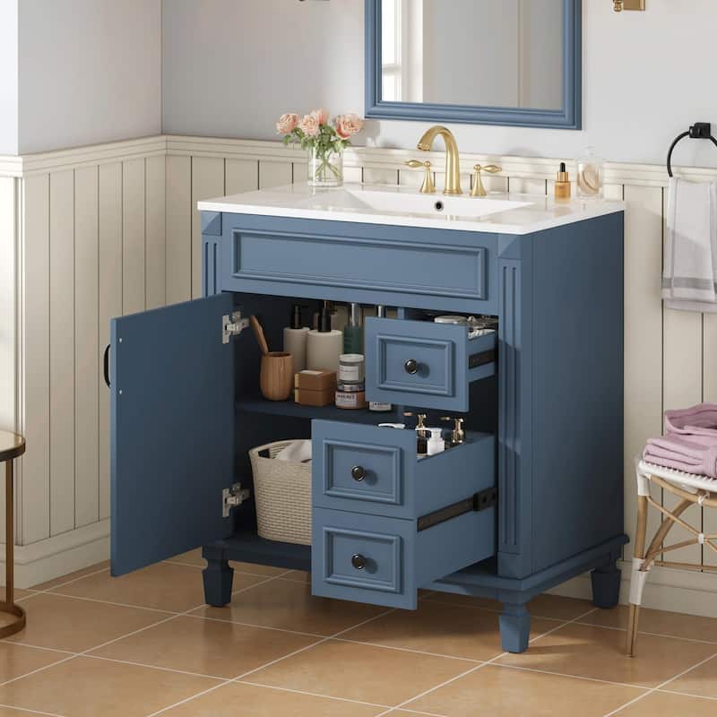 30" Bathroom Vanity with Ceramic Sink