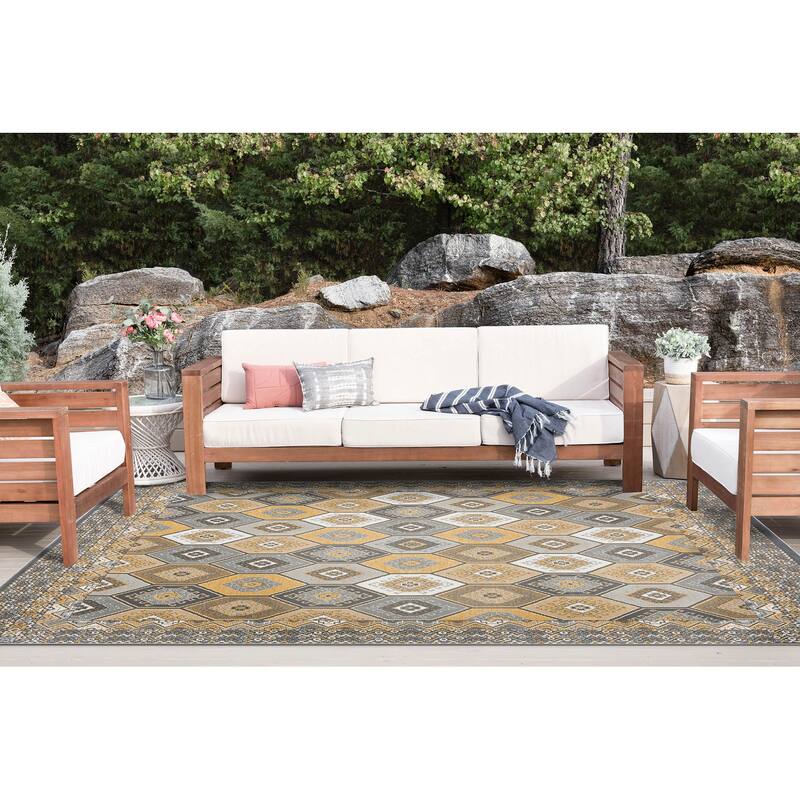 Alfresco Nautical & Coastal Geometric Reversible Indoor/Outdoor Area Rug