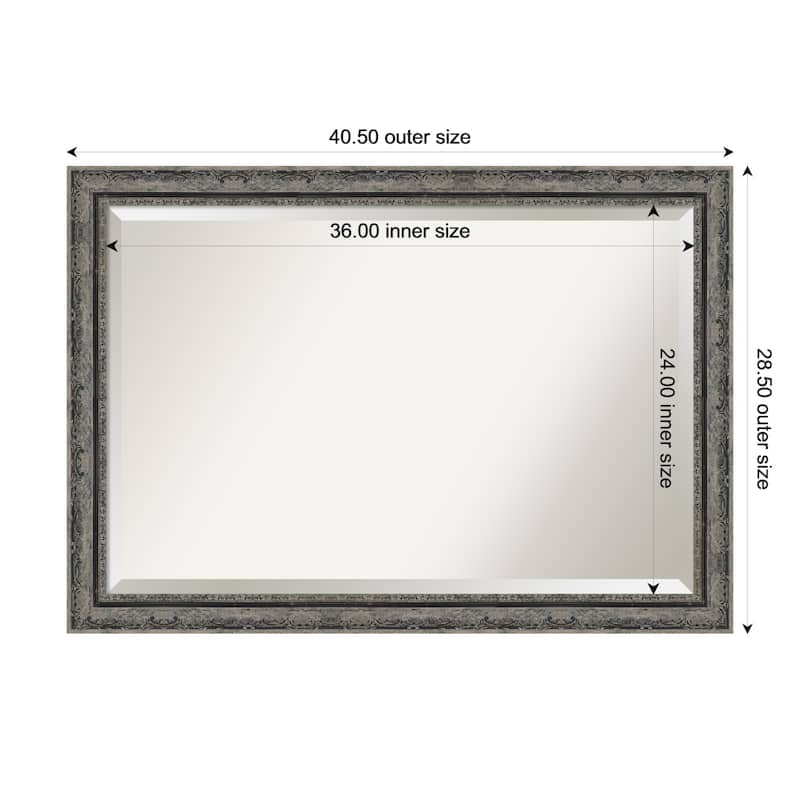Filigree Beveled Framed Bathroom Vanity Wall Mirror - 41 x 29 in - Filigree Matte Black
