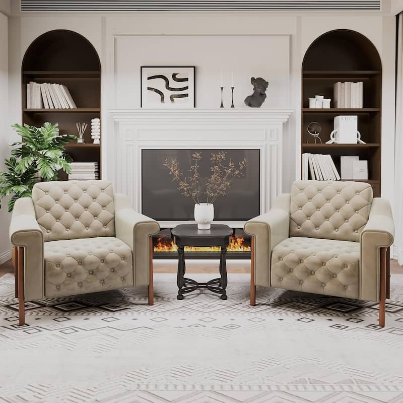 Cozy Accent Chair,PU Leather Modern Living Room Chairs,Mid-Century Office Reading Chair,Single Sofa,Armchair