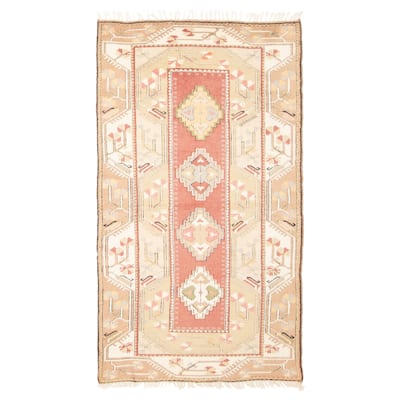 ECARPETGALLERY Hand-knotted Andelz Red Wool Rug - 3'11 x 7'0