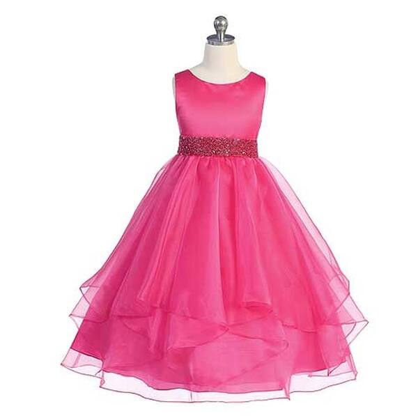 Shop Chic Baby Fuchsia Satin Organza Layered Pageant Dress Toddler