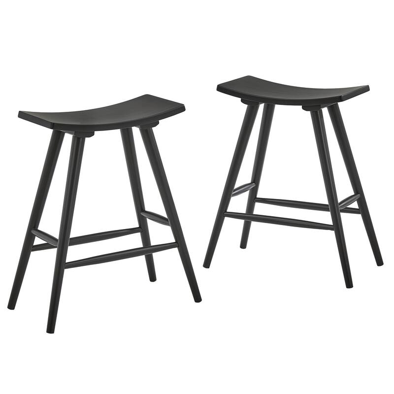 Pinehurst Solid Wood 24" Counter Stool (Set of 2) by iNSPIRE Q Modern - Vulcan Black