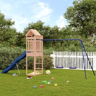 vidaXL Swing Set Outdoor Backyard Wooden Playground Equipment for Kids Age 3-8
